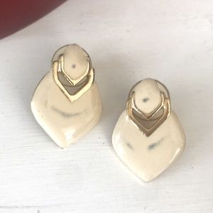 Vintage Avon Ivory & Gold Earrings